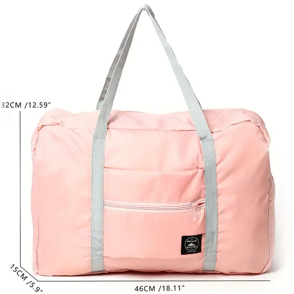 Pink Travel Bag, Portable, Lightweight, Large Storage Capacity Folds up New - Picture 7 of 8